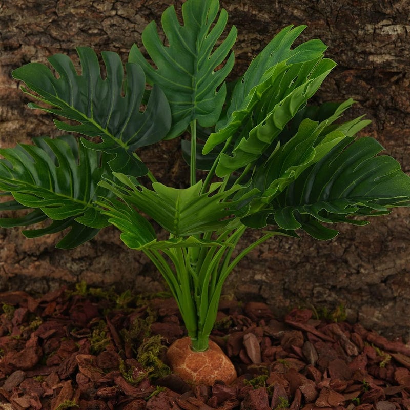 WOLEDOE Fake Monstera Plants, Reptile Terrarium Decor, Bearded Dragon Tank Accessories fit Crested Gecko Leopard Lizard Chameleon Ball Python Snake Frog - Image 4